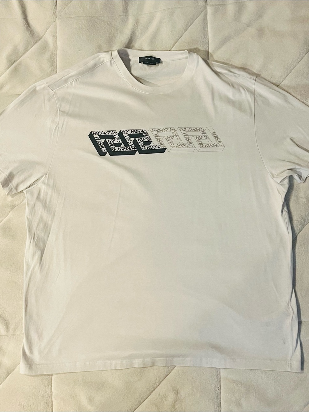 Versace White Graphic Logo T-Shirt Size XXL